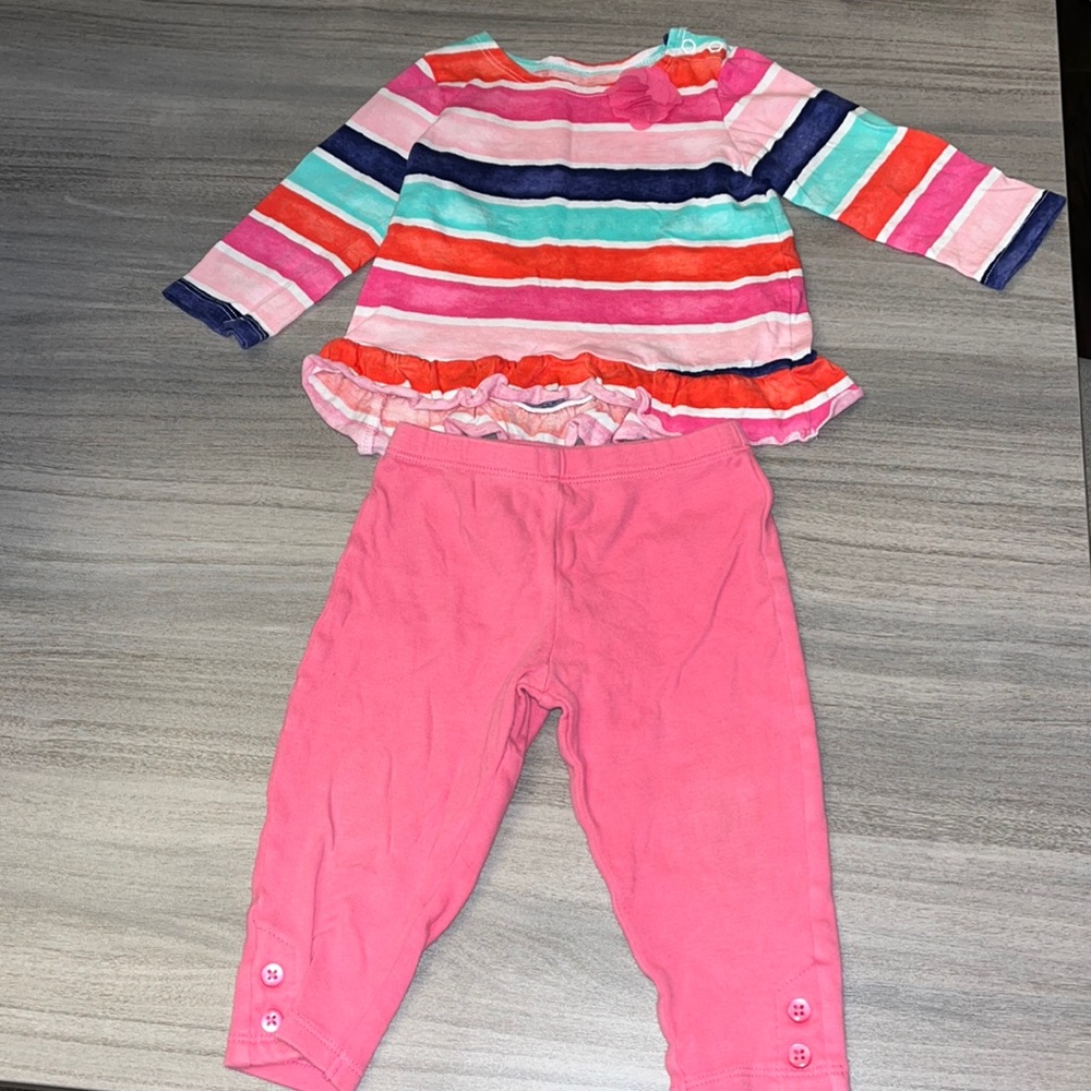 Baby Girl Striped Outfit (Size 6 Months)